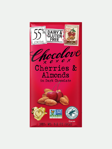 Chocolove Bar 55% Dark Cherries & Almonds, 3.2 oz.