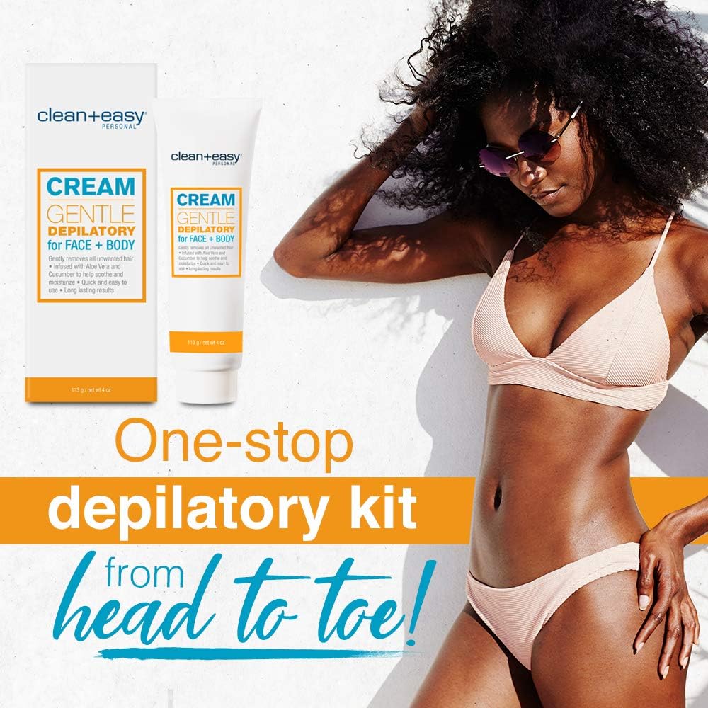 Clean & Easy Cream Gentle Depilatory for Face & Body 4 oz