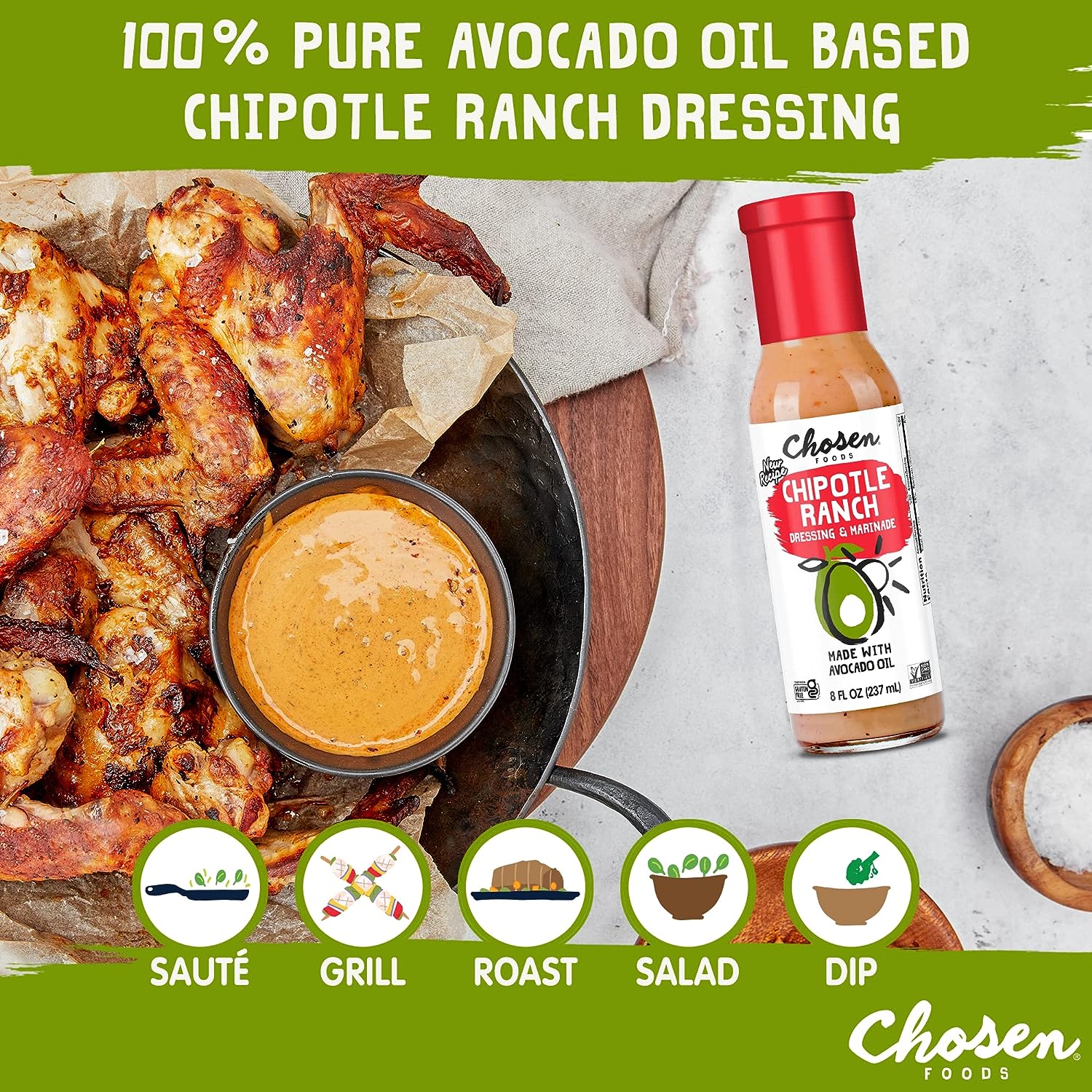 Chosen Foods Dressing Marinade Chipotle Ranch, 8 oz.