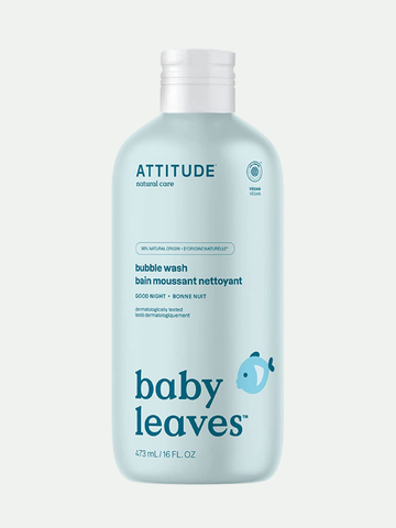 Attitude Baby 2-in-1 Baby Leaves Bubble Wash Night Almond Milk 16 Oz