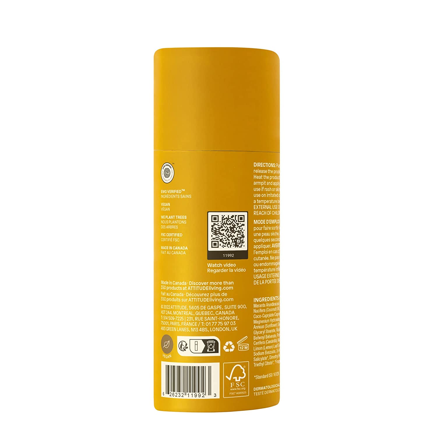 Attitude Super Leaves Deodorant Lemon Leaves 3 oz.