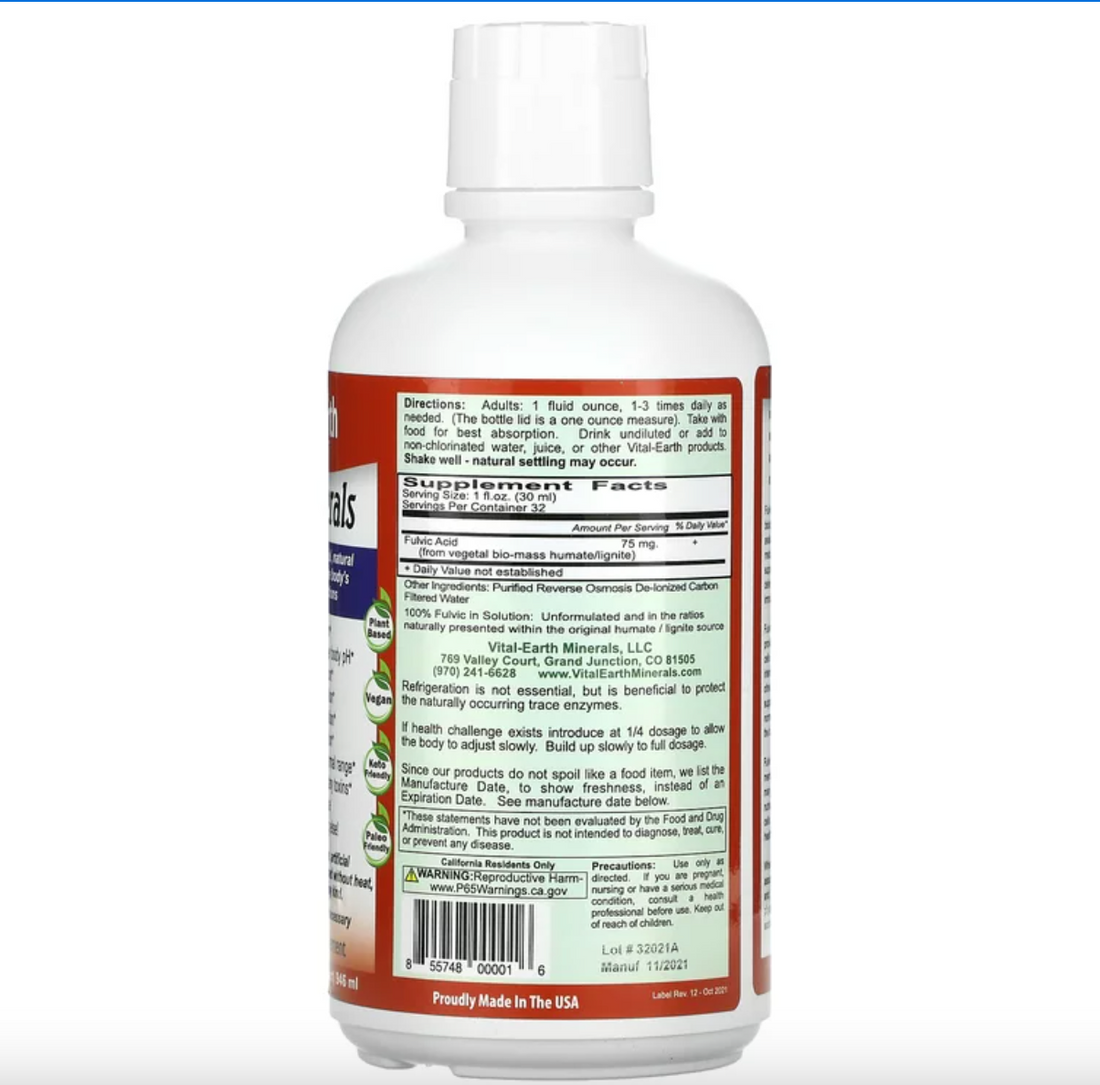 Vital Earth Minerals Mineral Fulvic, 32 oz.