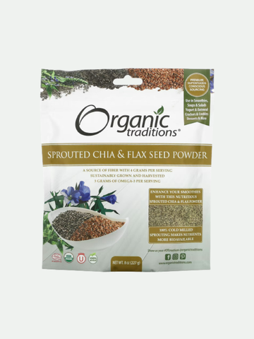 Organic Traditions Sprouted Chia & Flax Seed Powder 8 oz.