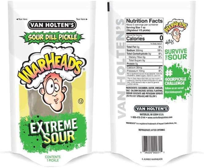 Van Holten Warheads Extreme Sour Dill Pickle In-A Pouch
