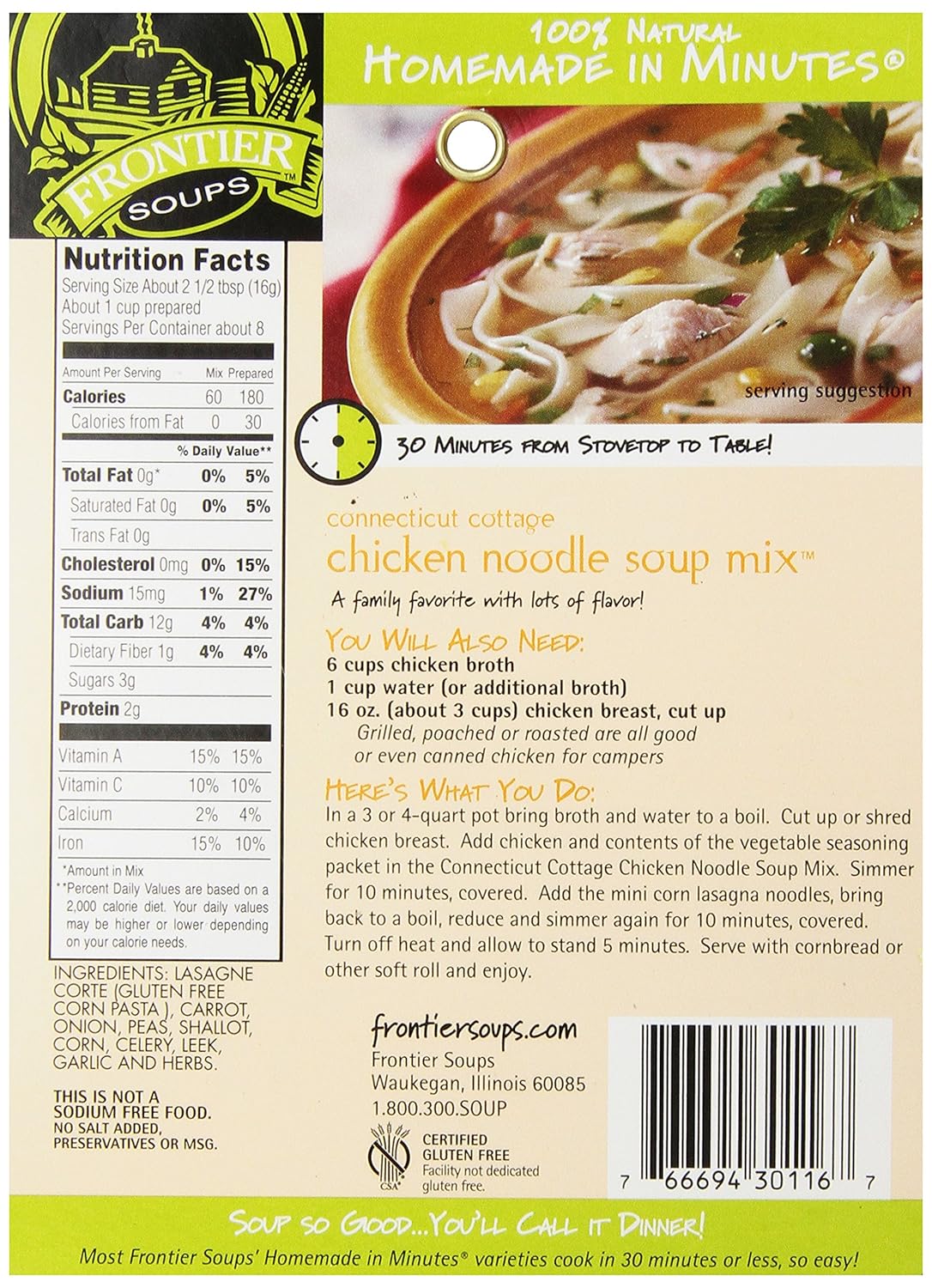 Frontier Soup Chicken Noodle Connecticut Cottage, 4.25 oz. Front