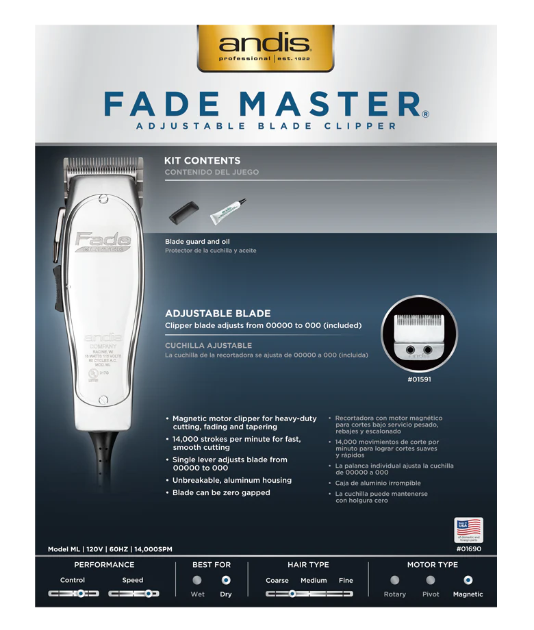 Andis 01690 Professional Fade Master Hair Clipper