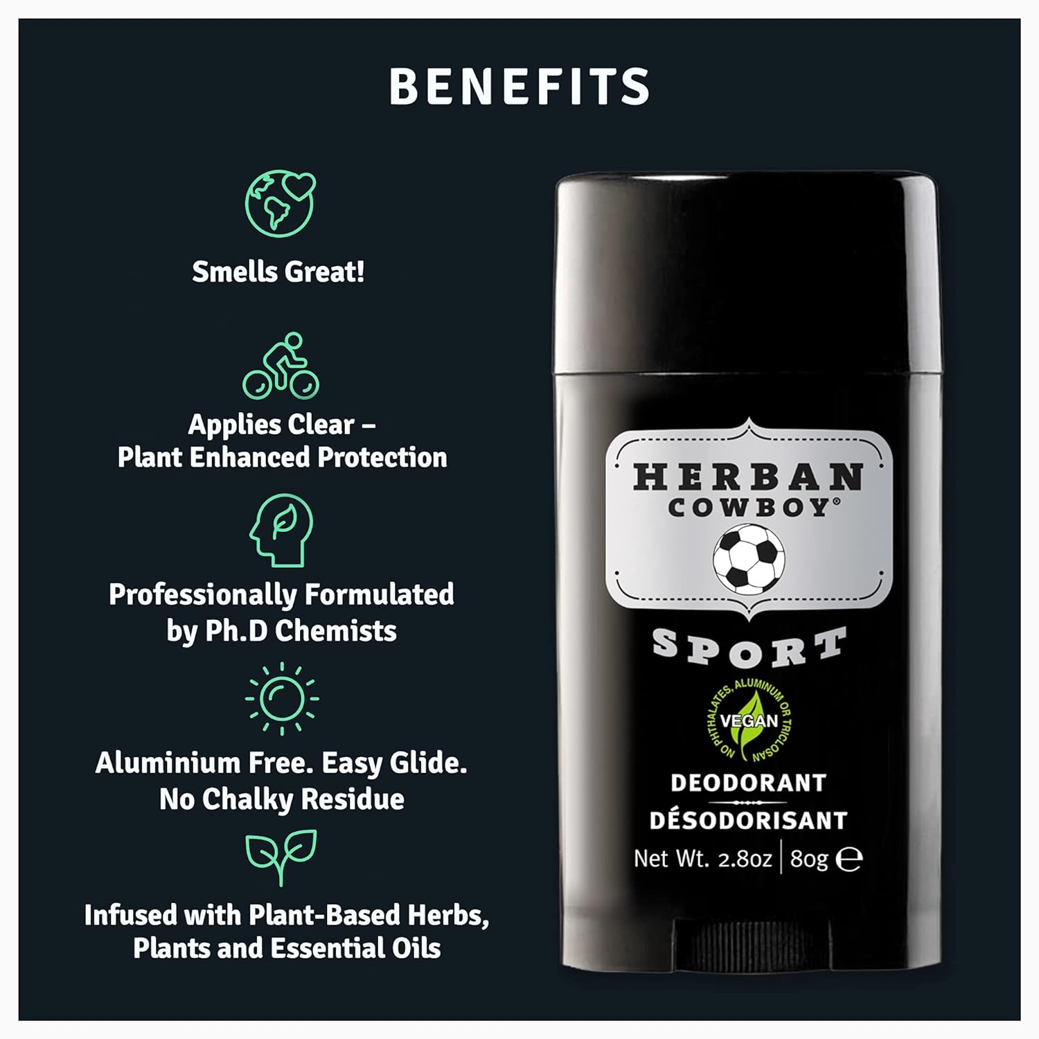 Herban Cowboy Deodorant Sport, 2.8 oz.
