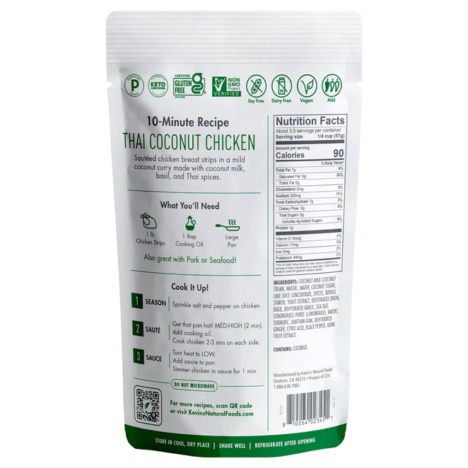 Kevins Natural Foods Sauce Coconut Thai, 7 OZ.