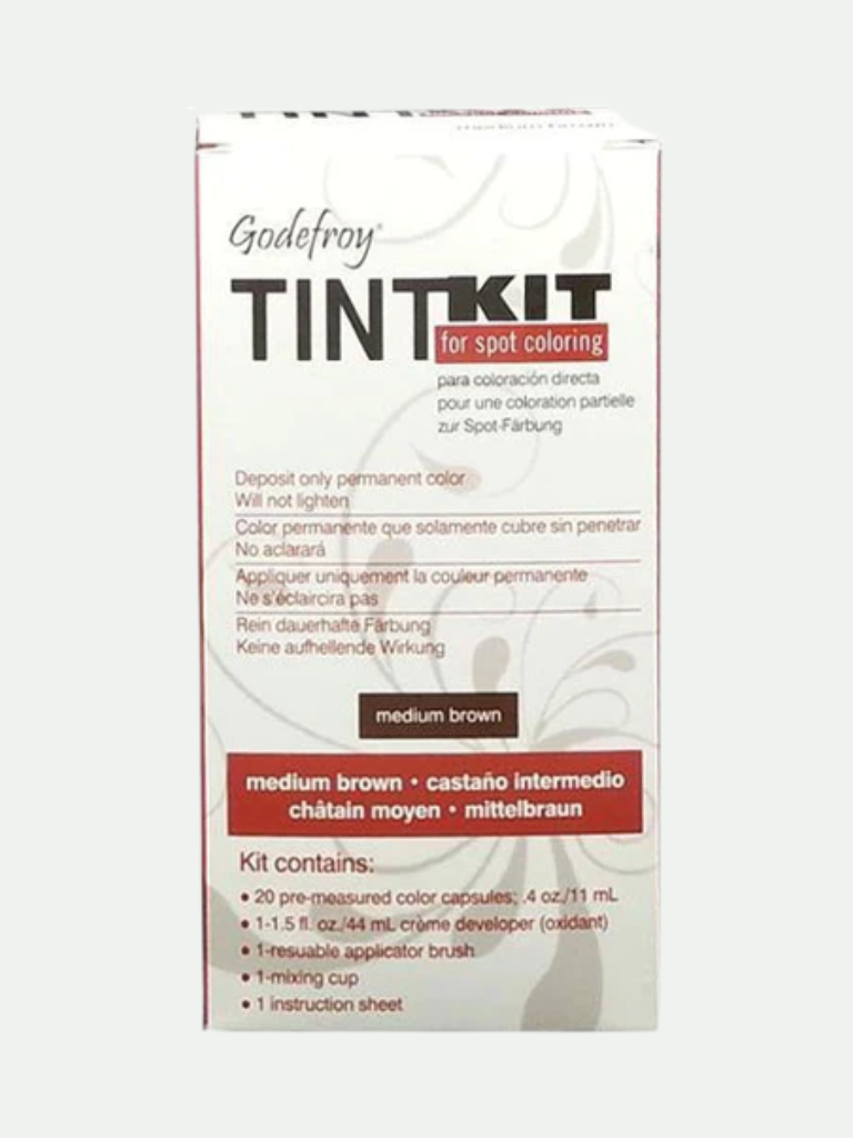 Godefroy Professional Hair Eyebrow Face Spot Coloring Tint Kit 20 Applications, Medium Brown