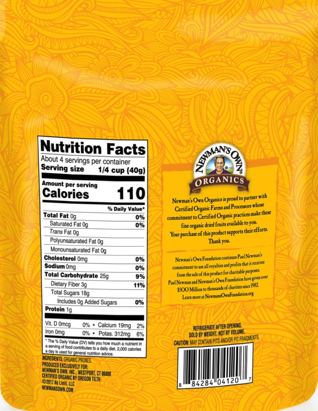 Newman's Own Organic Prunes Pitted Zipbag, 6 oz.
