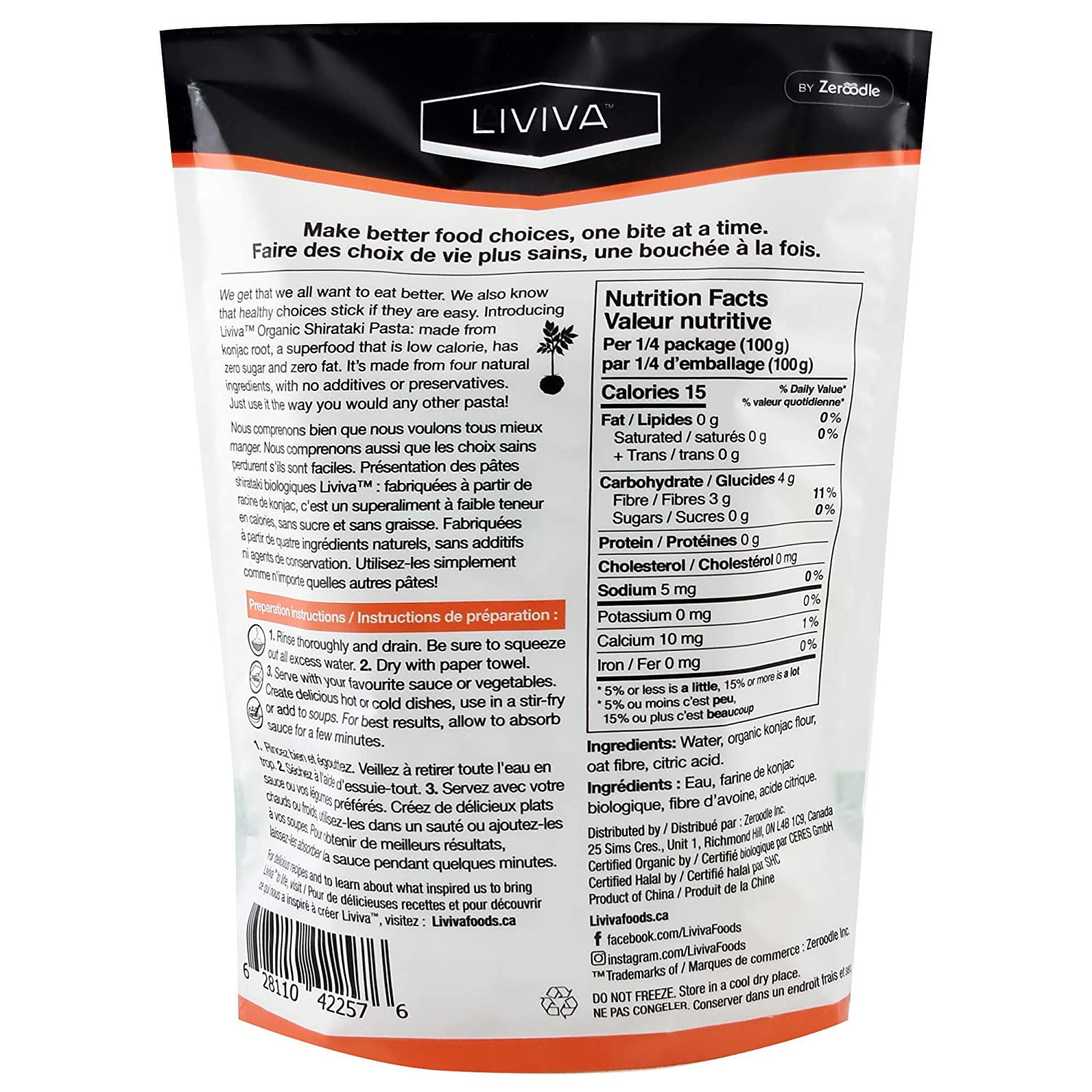Liviva Pasta Shirataki Penne Oat, 14.11 oz.
