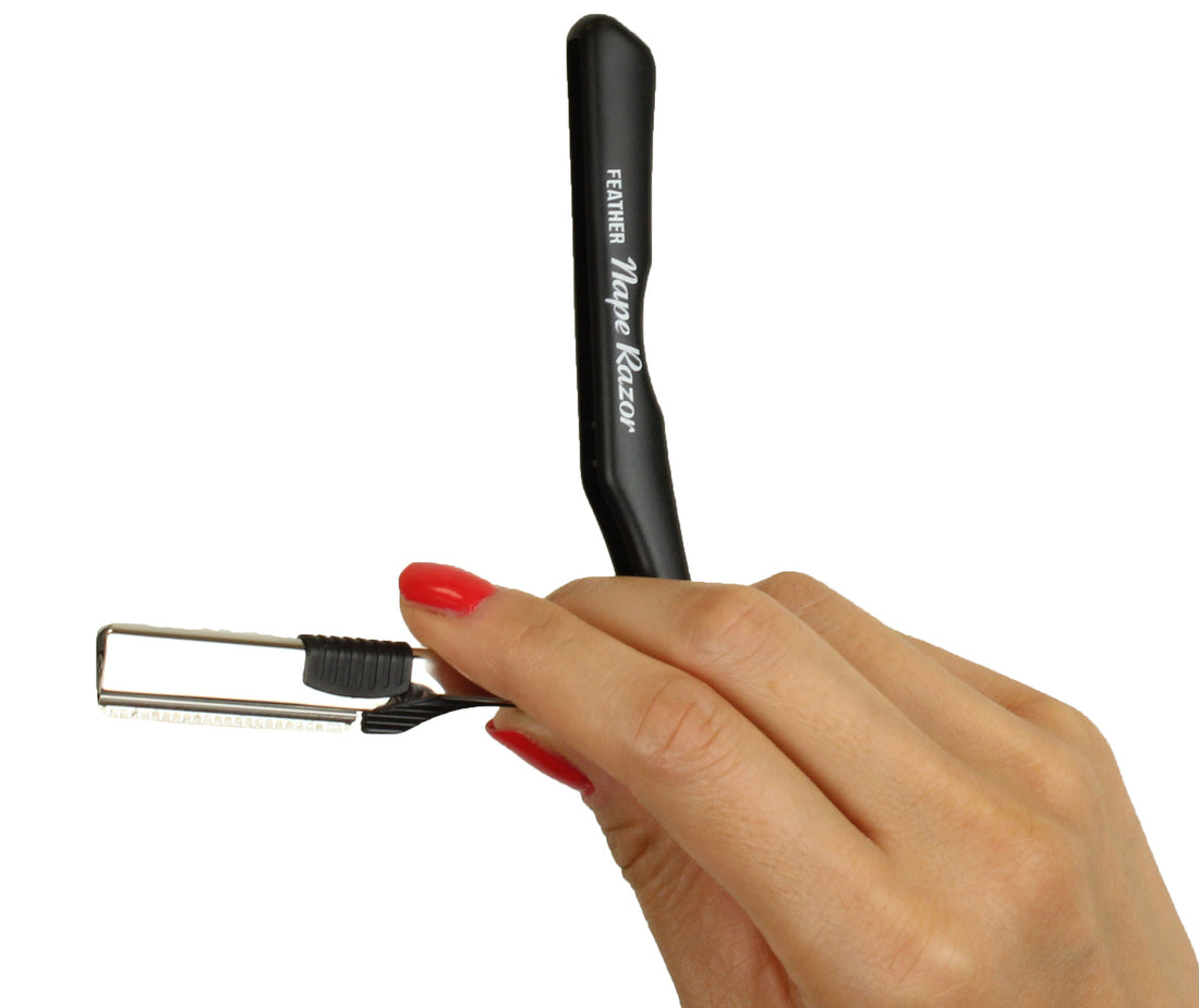 Jatai Feather Nape and Body Razor Folding Handle, Black