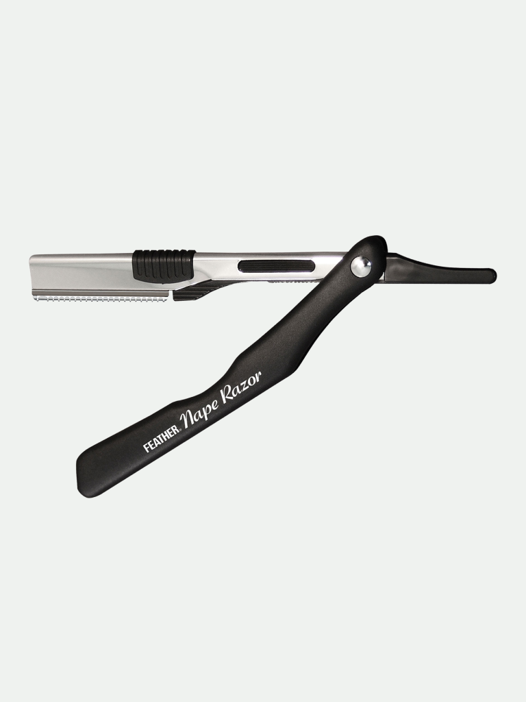 Jatai Feather Nape and Body Razor Folding Handle, Black