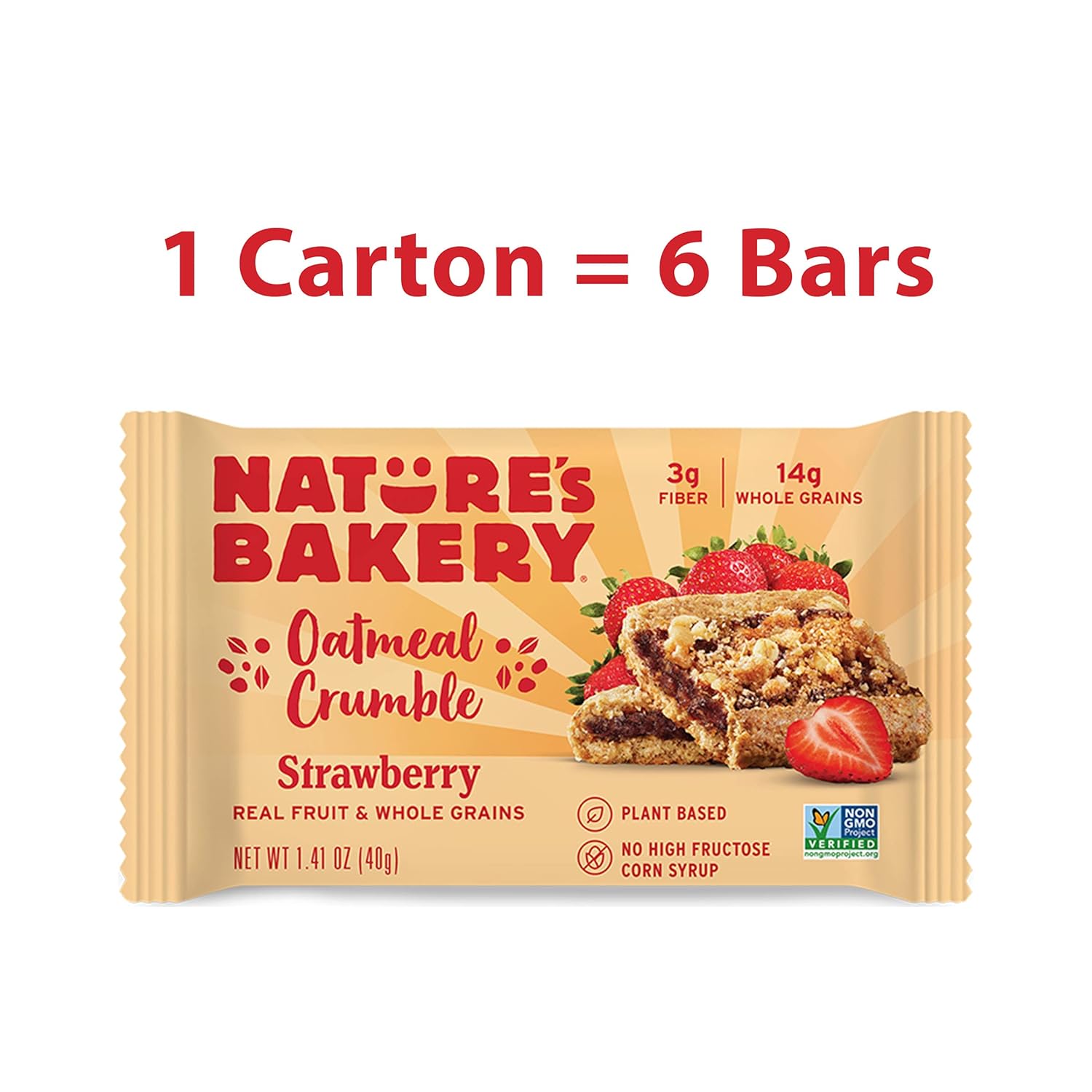Natures Bakery Bar Oatmeal Crumble Strawberry, 8.46 oz. Packaging