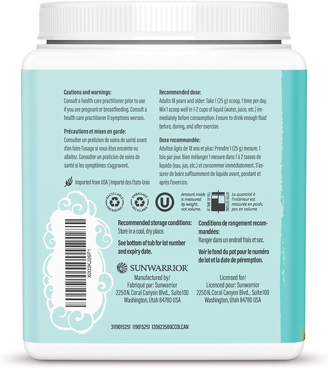 Sunwarrior Collagen Chocolate Fudge, 500 grams