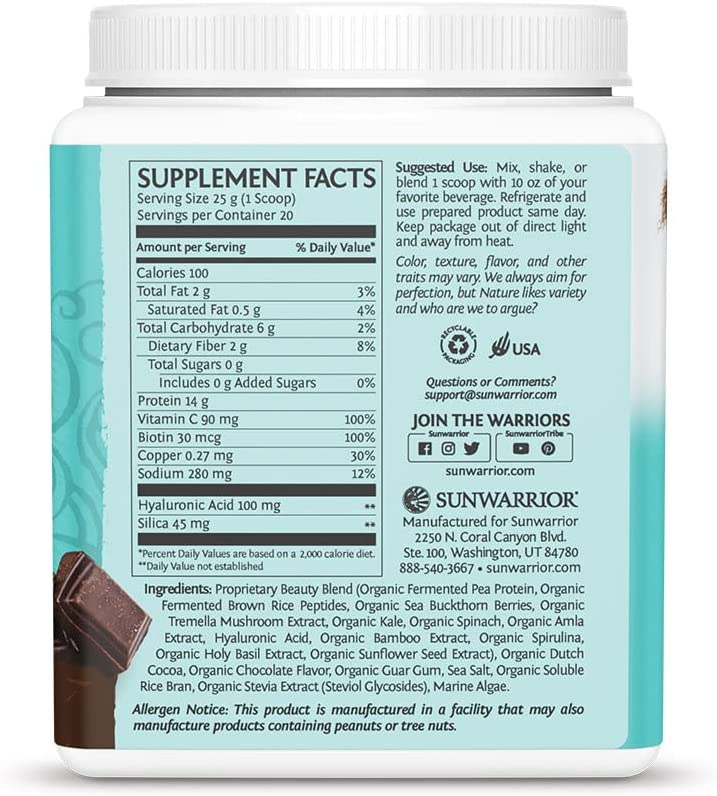 Sunwarrior Collagen Chocolate Fudge, 500 grams