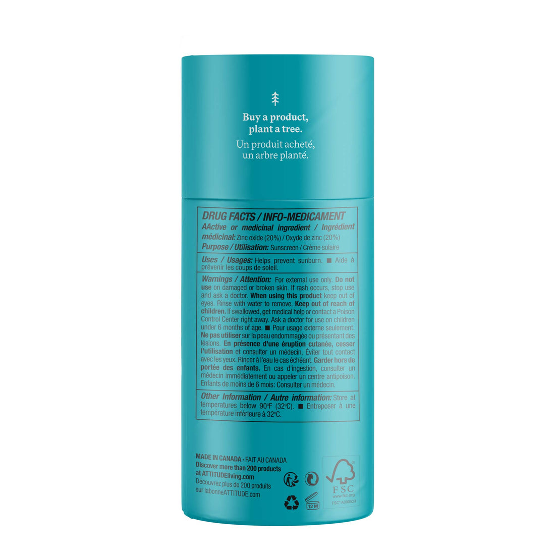 Attitude Baby & Kids Mineral Sunscreen Face Stick SPF 30, 3 oz.