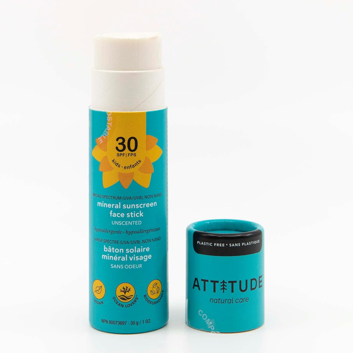 Attitude Baby & Kids Mineral Sunscreen Face Stick SPF 30, 1 oz.