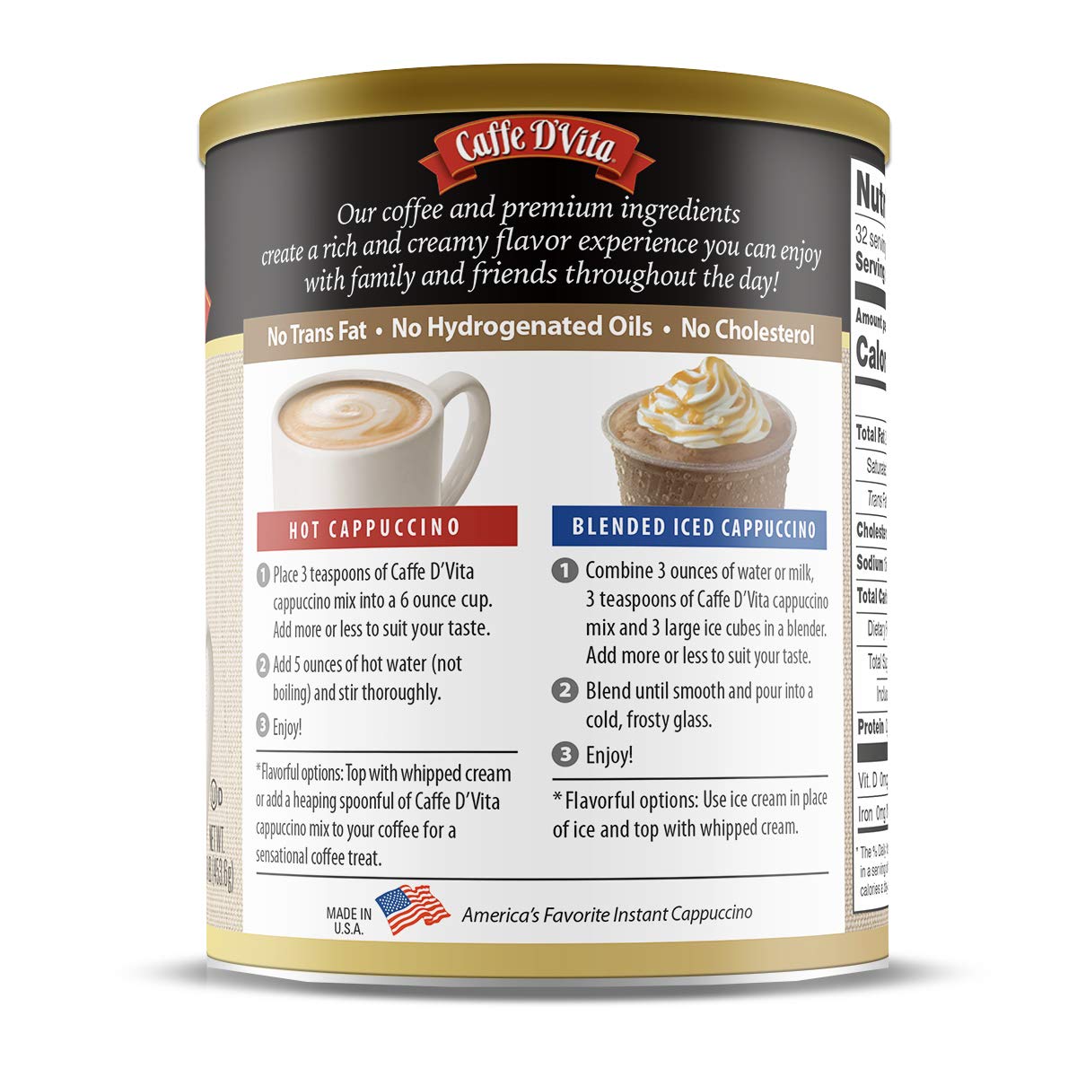 Caffe D'Vita White Chocolate Raspberry Cappuccino, 16 oz.