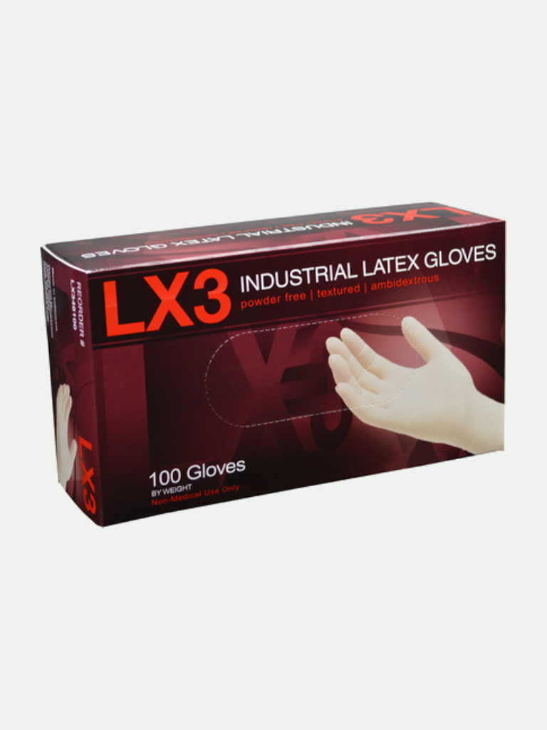 LX3 Latex Powder Free Disposable Gloves-Small, 100 count