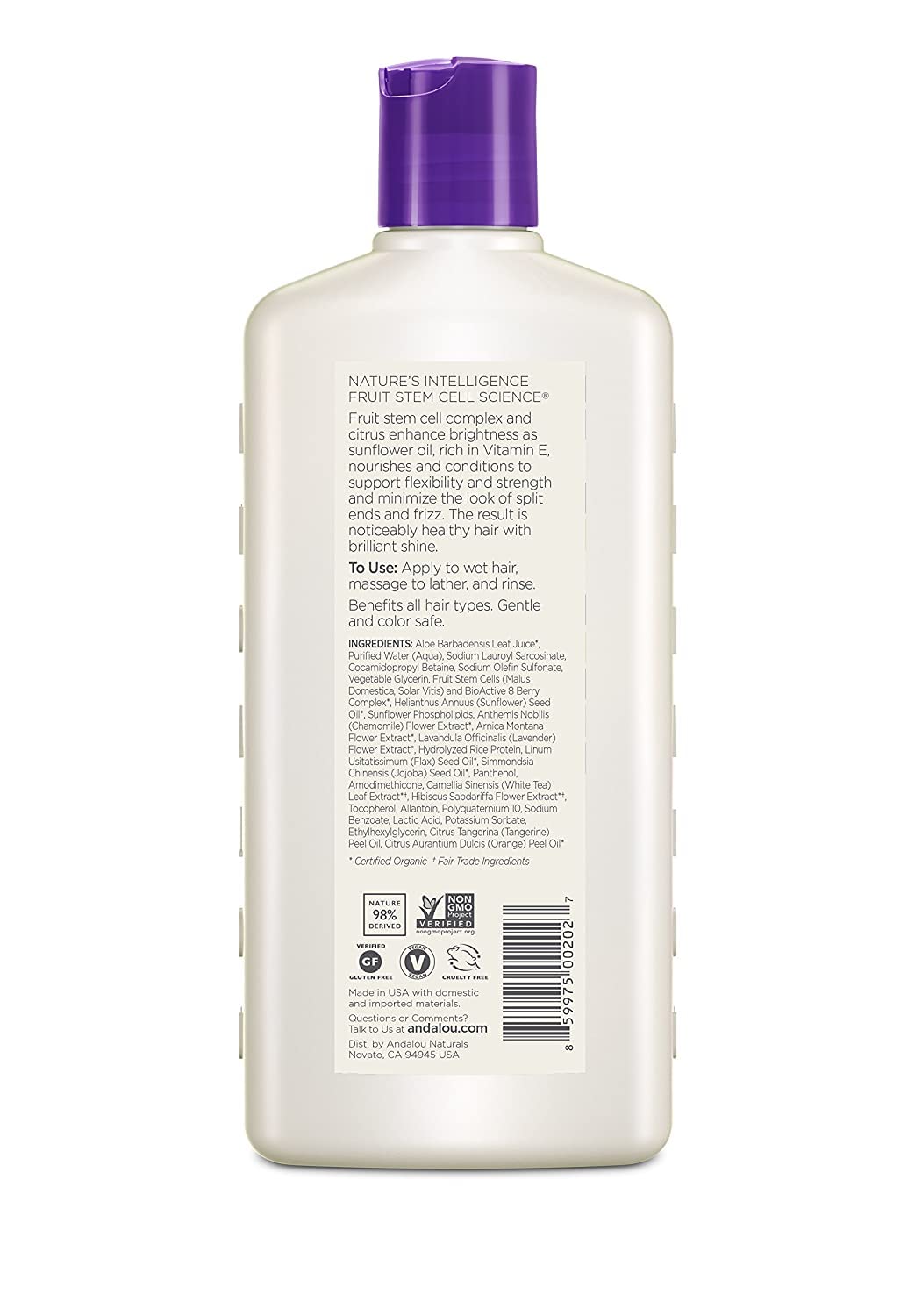 Andalou Naturals Full Volume Shampoo Lavender and Biotin, 11.5 fl oz.