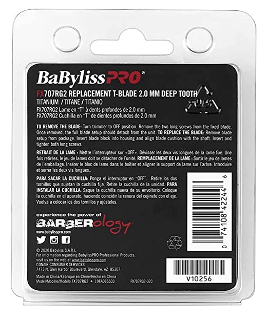 BaByliss Pro Replacement T-Blade  Rose Gold 2.0mm #FX707RG2 Back Packaging