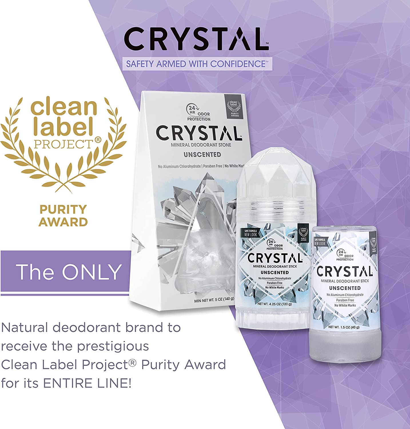 Crystal Mineral Body Deodorant Travel Stick, Unscented 1.5 oz.