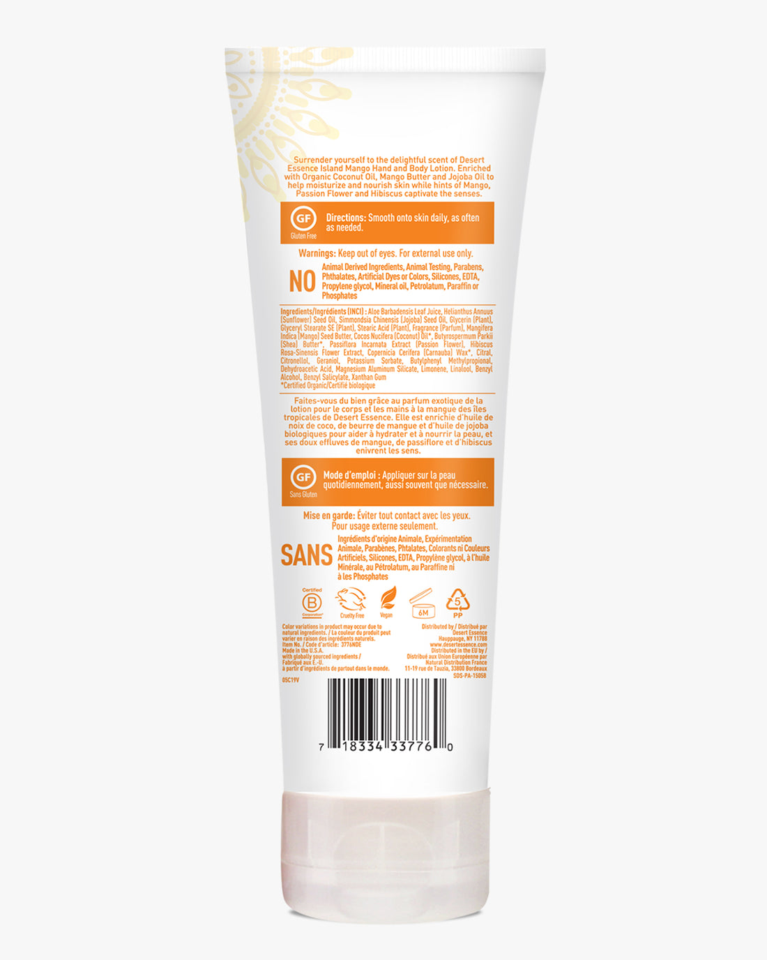 Desert Essence Island Mango Hand & Body Lotion, 8 Fl Oz.