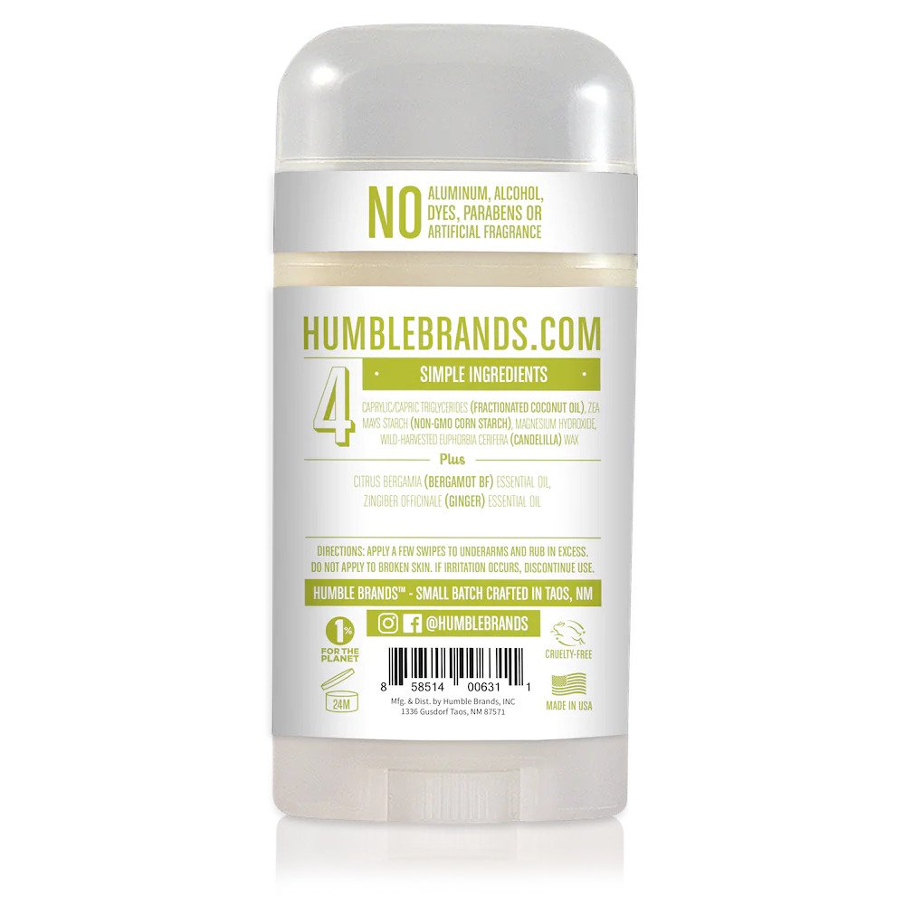 Humble All Natural Deodorant Vegan Bergamot & Ginger, 2.5 Oz.
