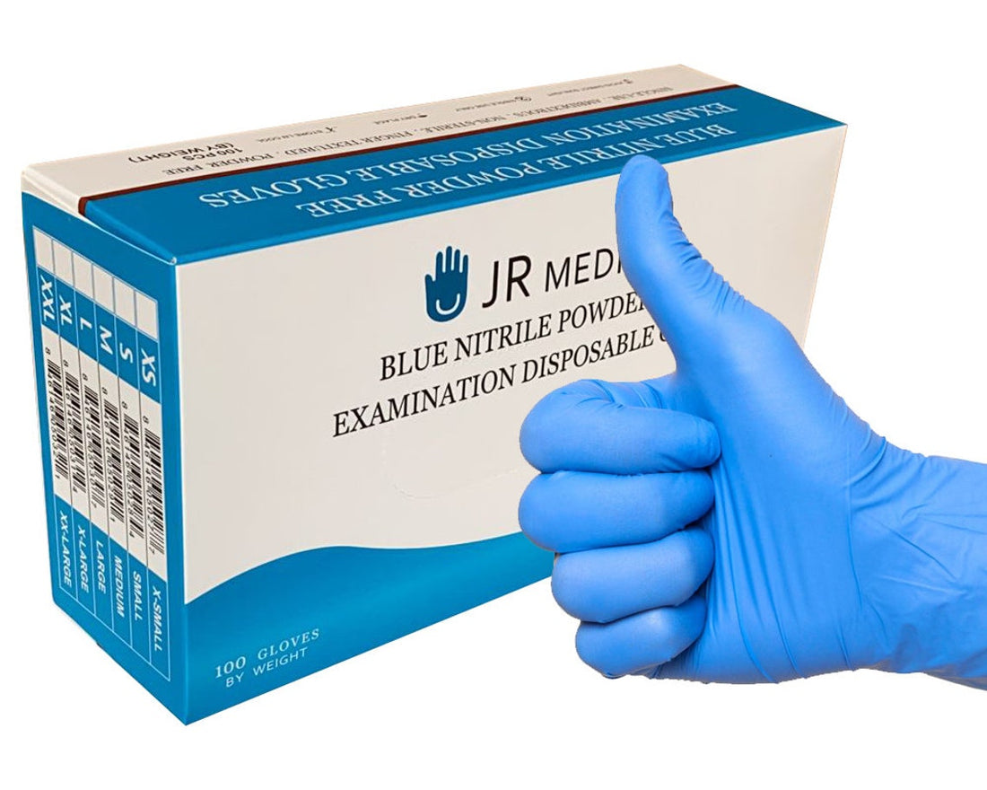 JR Medic Exam Powder Free disposable Gloves- Large, 100 count