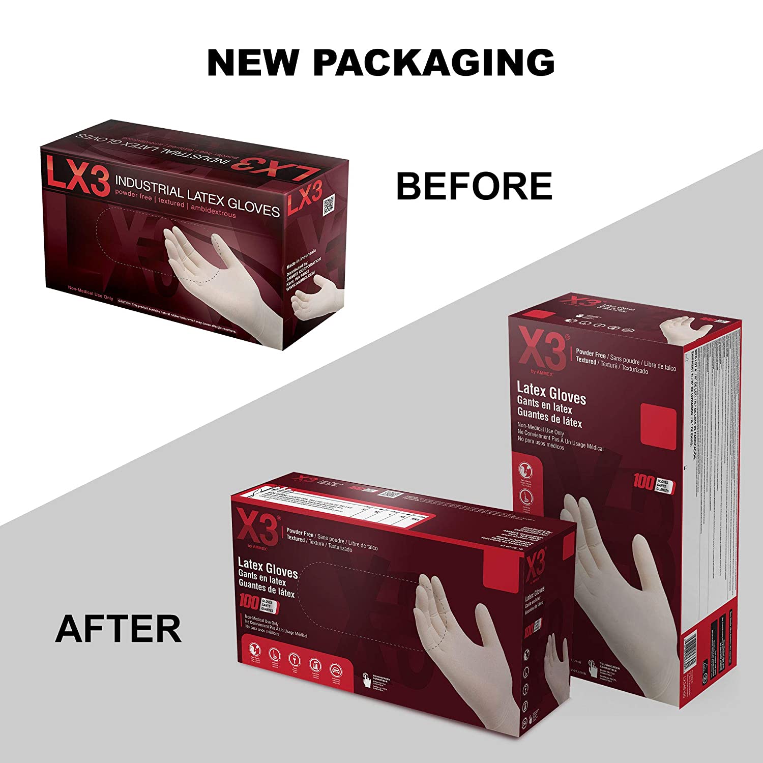 LX3 Latex Powder Free Disposable Gloves-Small, 100 count