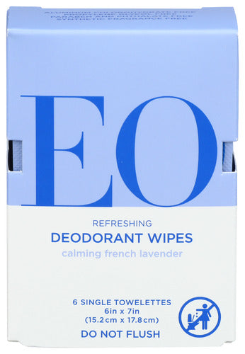 EO Natural Deodorant Wipe French Lavender, 6 Towelettes