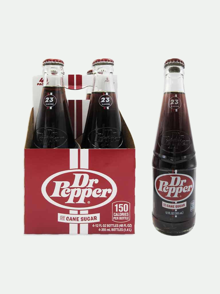 Dr. Pepper Nostalgic Bottle With Cane Sugar 12 Oz 4 pack