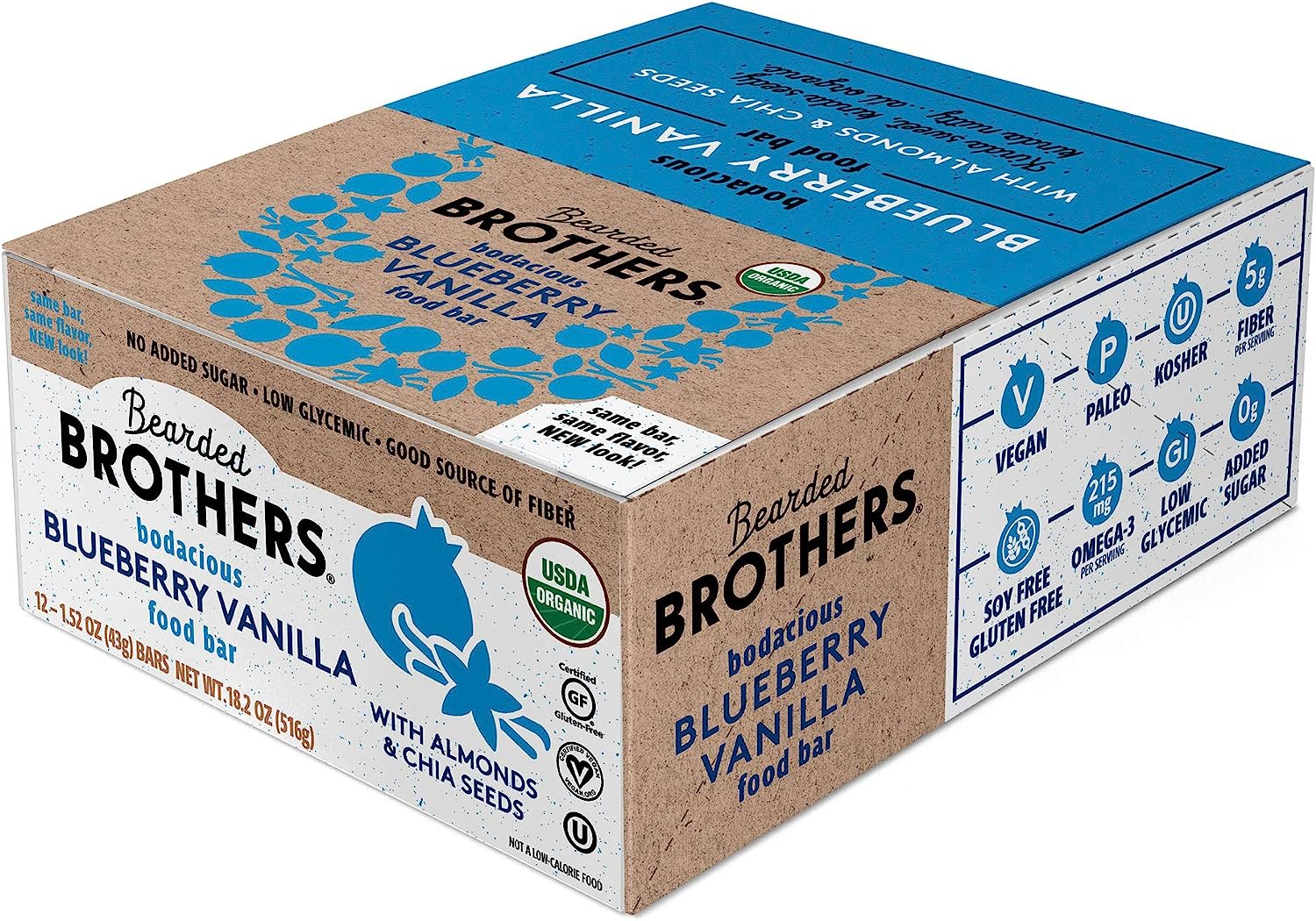 Bearded Brothers Bar Bodacious Blueberry Vanilla, 1.52 oz. 12 Pack