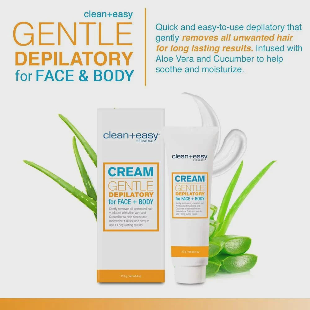 Clean & Easy Cream Gentle Depilatory for Face & Body 4 oz