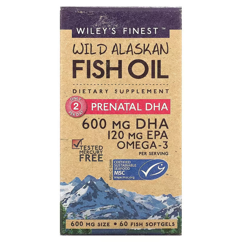 Wiley's Finest Wild Alaskan Fish Oil Prenatal DHA, 60ct.