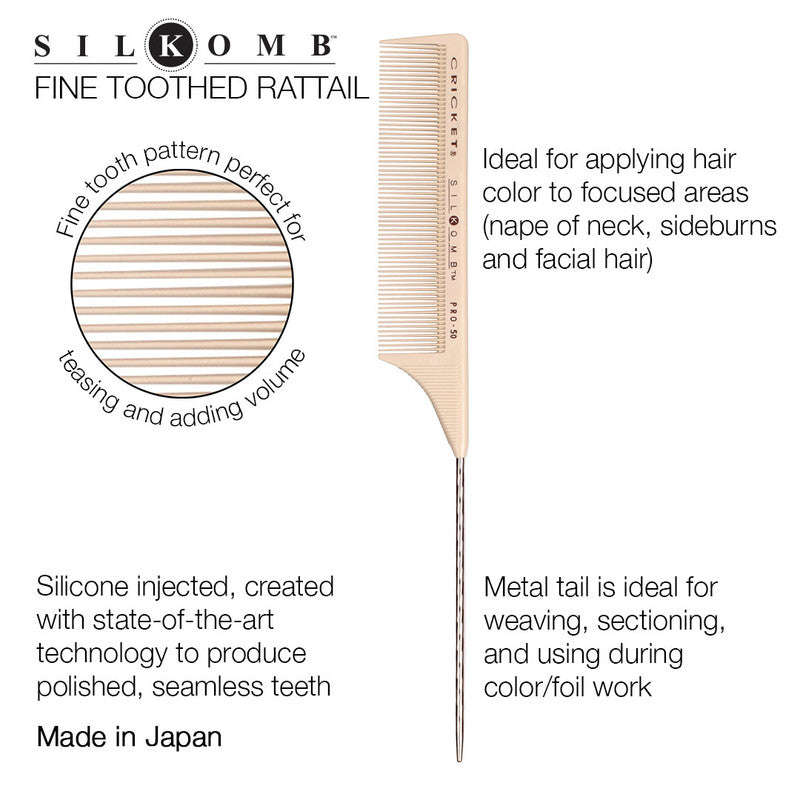 Cricket Pro 50 Silkomb Fine Toothed Rattail Comb