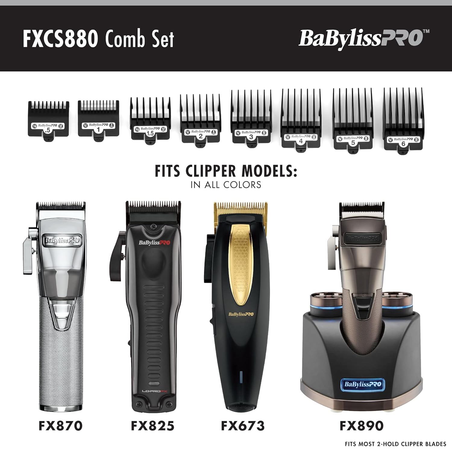 BaByliss Pro Attachment 8 Pcs Comb Set #FXCS880