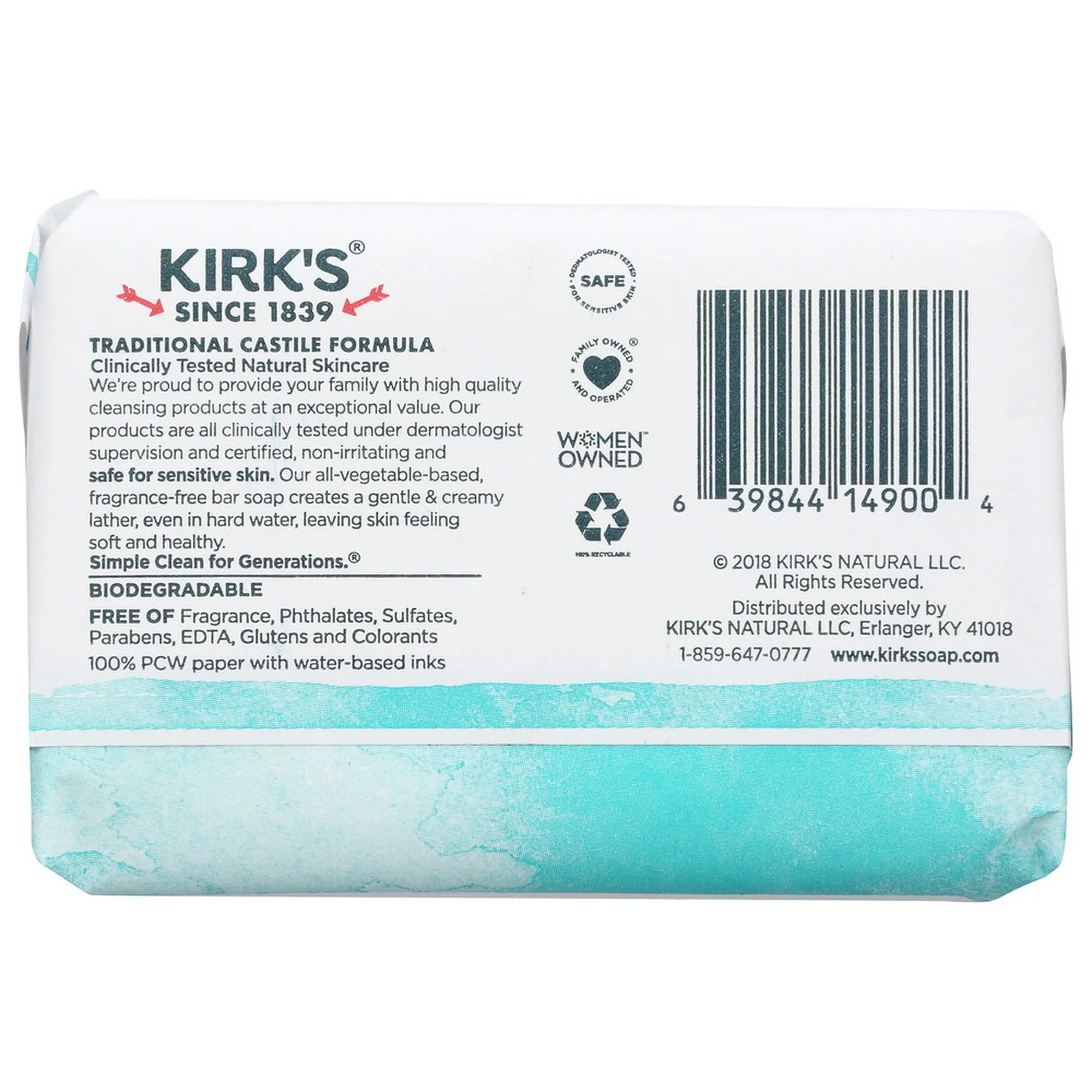 Kirk's Gentle Unscented Castile Bar Soap 4.0 oz