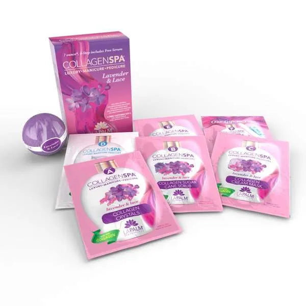 La Palm Collagen Spa 6 Step Manicure/Pedicure Kit Lavender & Lace