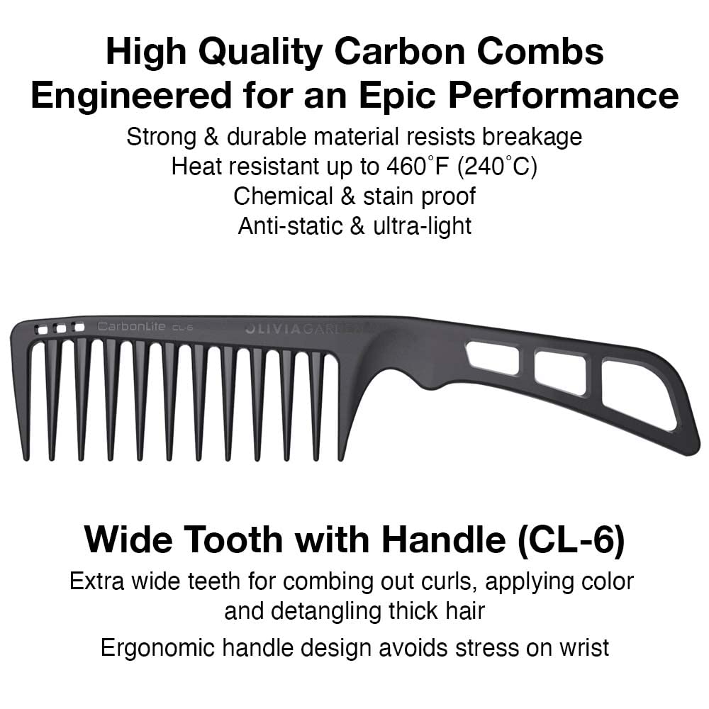Olivia Garden CarbonLite Wide Tooth Comb with Handle