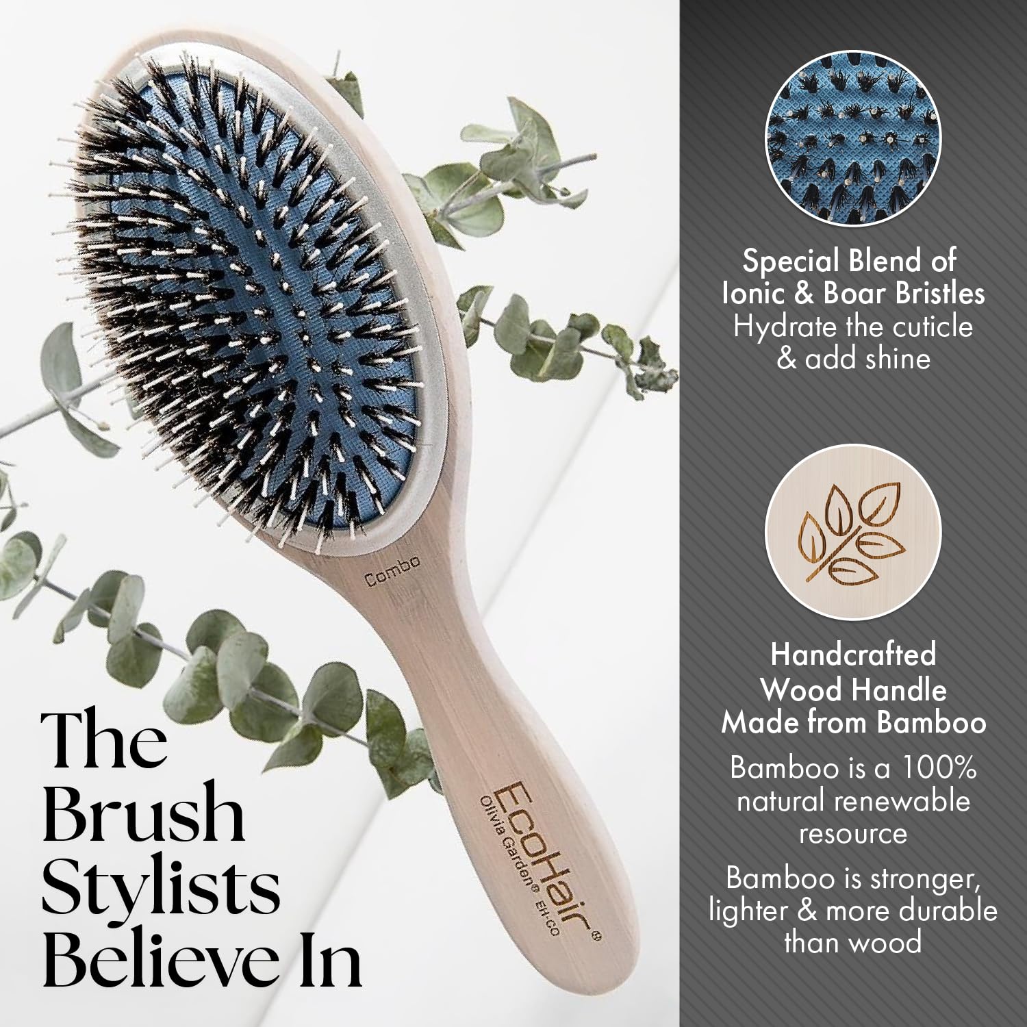 Olivia Garden EcoHair Eco-Friendly Bamboo Combo Brush