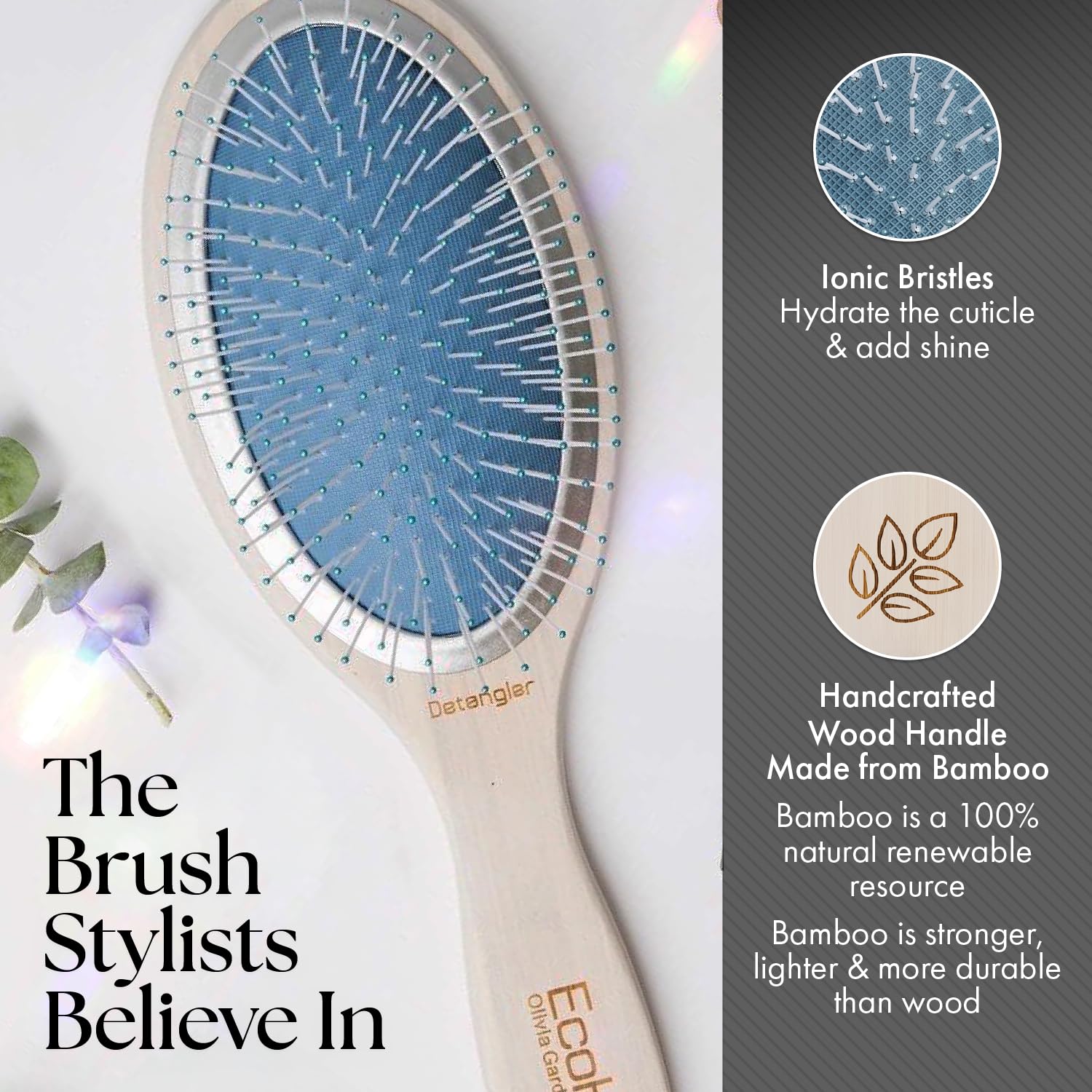 Olivia Garden EcoHair Eco-Friendly Bamboo Detangler Brush