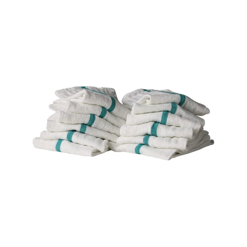 Protex Towels Bleach Guard Barber 15" X 26" Green Strip - 12 Pack