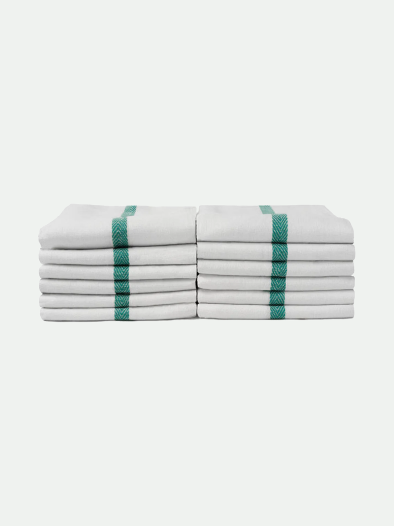 Protex Towels Bleach Guard Barber 15" X 26" Green Strip - 12 Pack