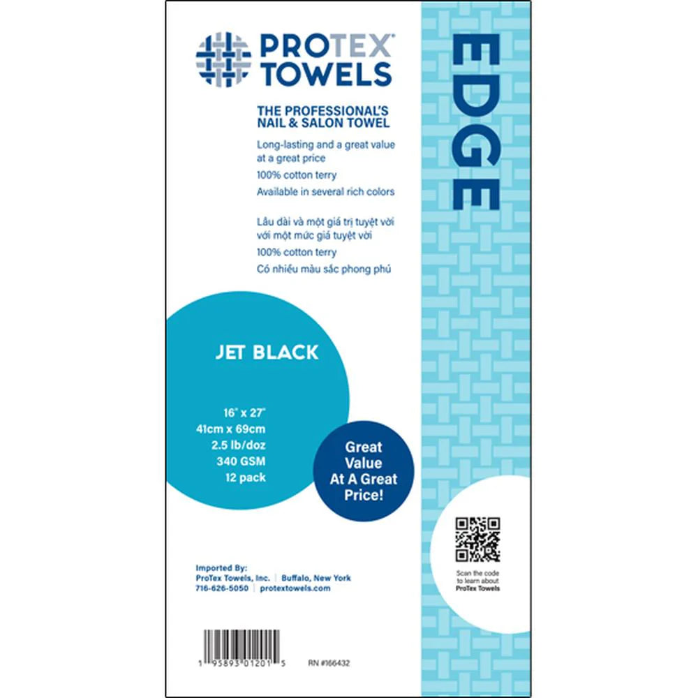 Protex Towels Edge 16" X 27" Jet Black - 12 Pack