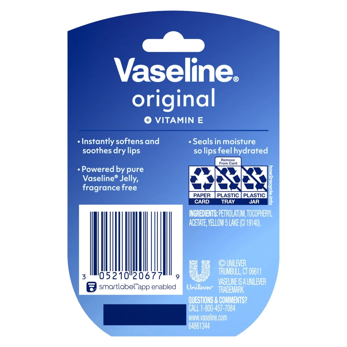 Vaseline Jelly Lip Therapy Vitamin E Original – 0.25 Oz