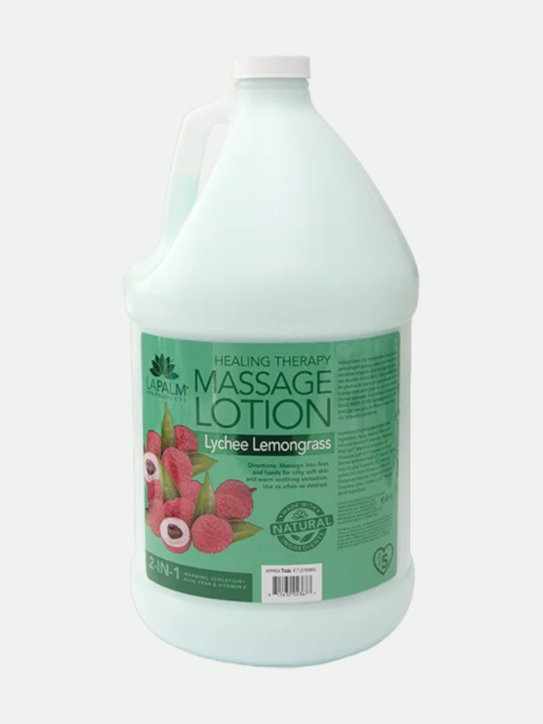 La Palm Healing Therapy Massage Lotion Lychee Lemon Grass, 1 Gallon