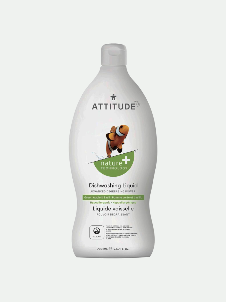 Attitude Dishwashing Liquid Green Apple & Basil, 23.6 oz.