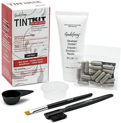 Godefroy Professional Hair Eyebrow Face Spot Coloring Tint Kit 20 Applications, Dark Brown